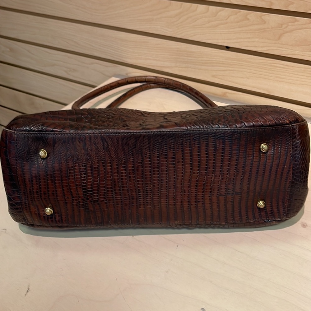 Women’s Brahmin Brown Croc/Lizard Print Leather Satchel Bag - Picture 3 of 6